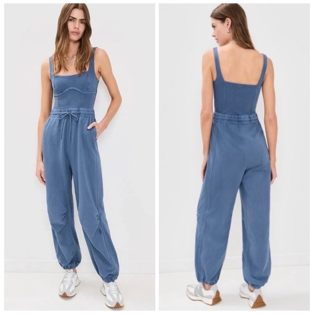 Free People FP Movement Inbound Jumpsuit Skyline Blue Size Medium